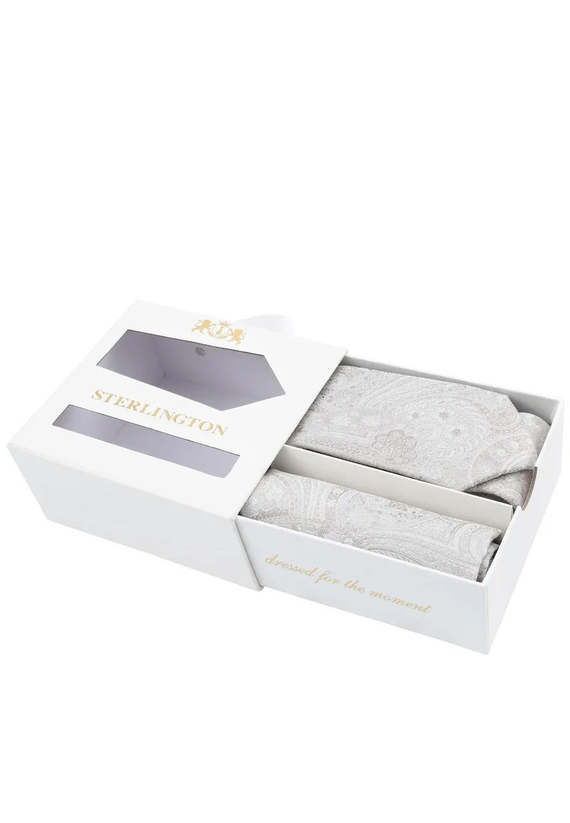 Hochzeitskrawatte Einstecktuch Set Herren aus Seide – Paisley