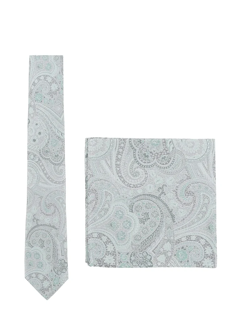 Hochzeitskrawatte Einstecktuch Set Herren aus Seide – Paisley