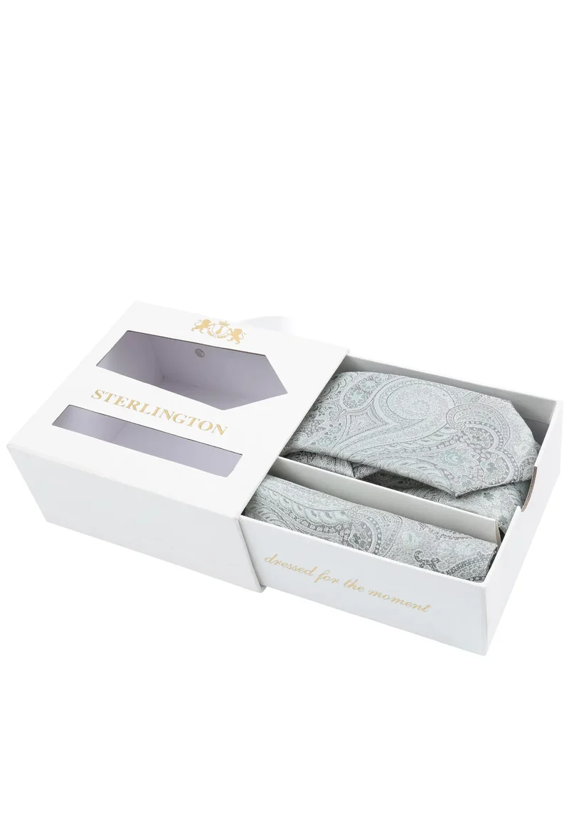 Hochzeitskrawatte Einstecktuch Set Herren aus Seide – Paisley