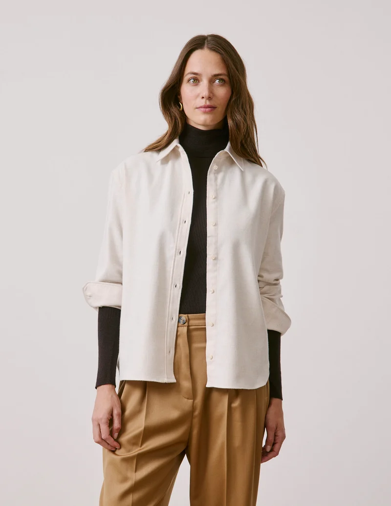 Chemise Ambre en flanelle écrue