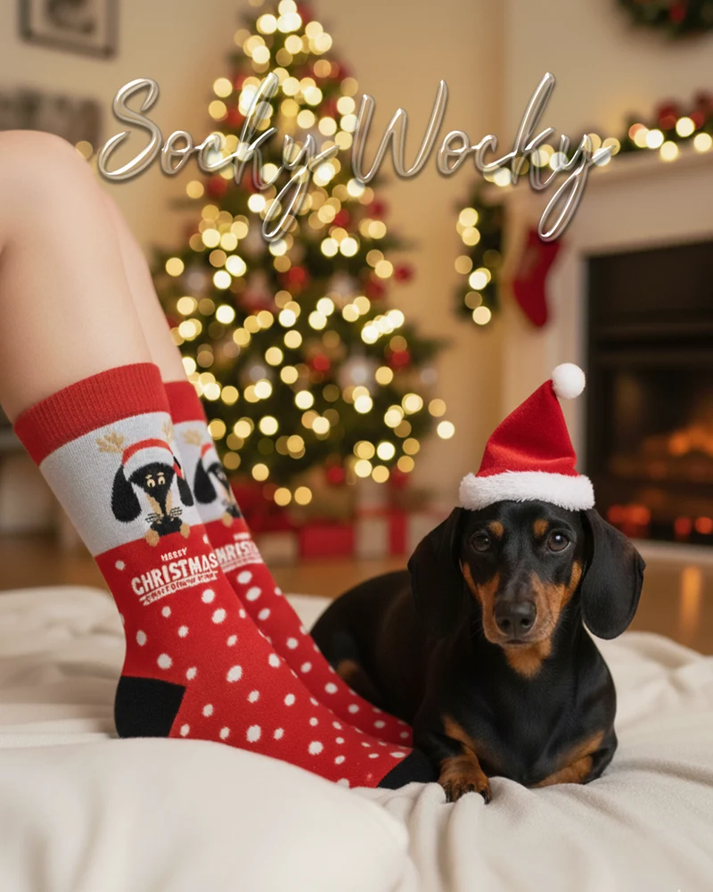 Merry Christmas Dachshund Socks Holiday Dog Edition