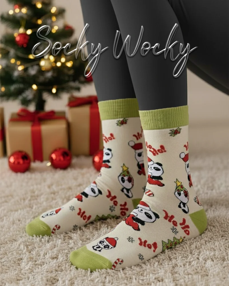 Ho Ho Ho Panda Socks Christmas Animal Edition