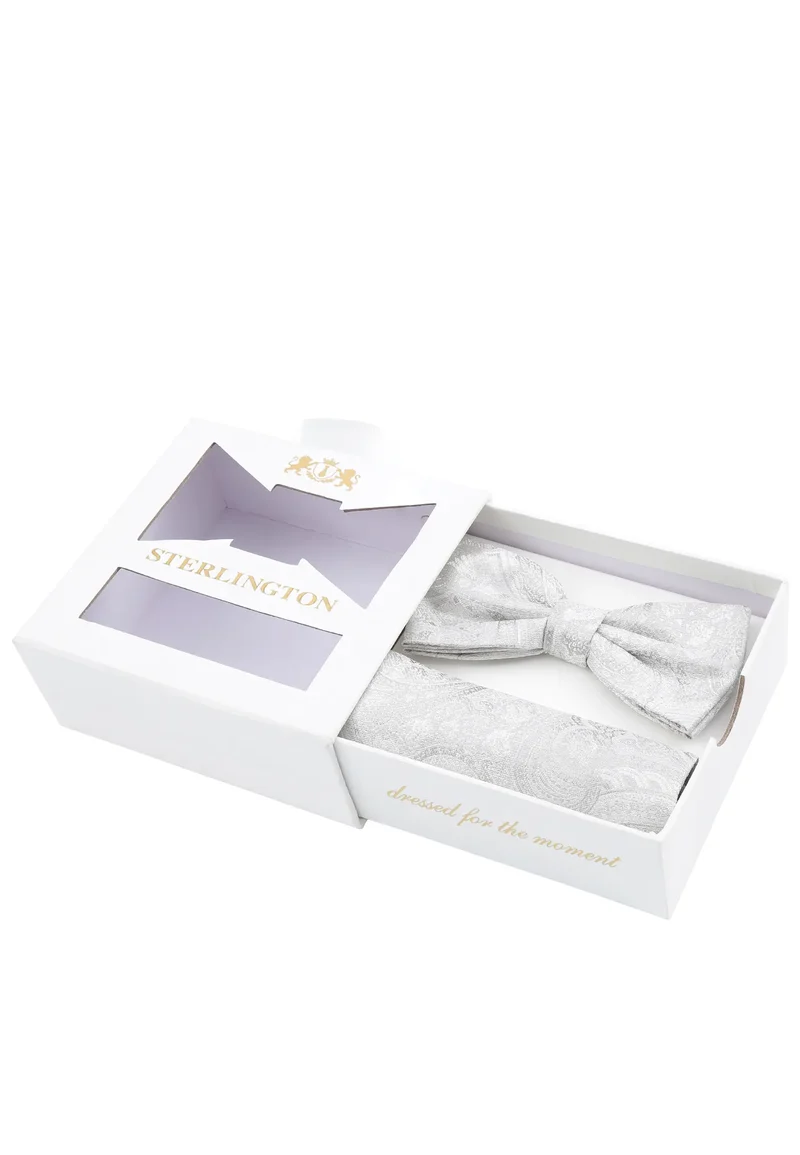 Hochzeitsfliege Einstecktuch Set Herren aus Seide – Paisley