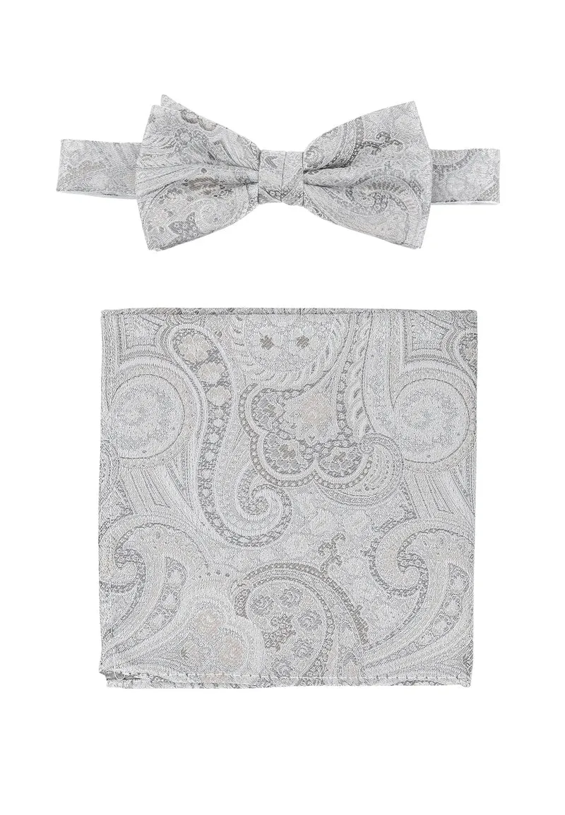 Hochzeitsfliege Einstecktuch Set Herren aus Seide – Paisley