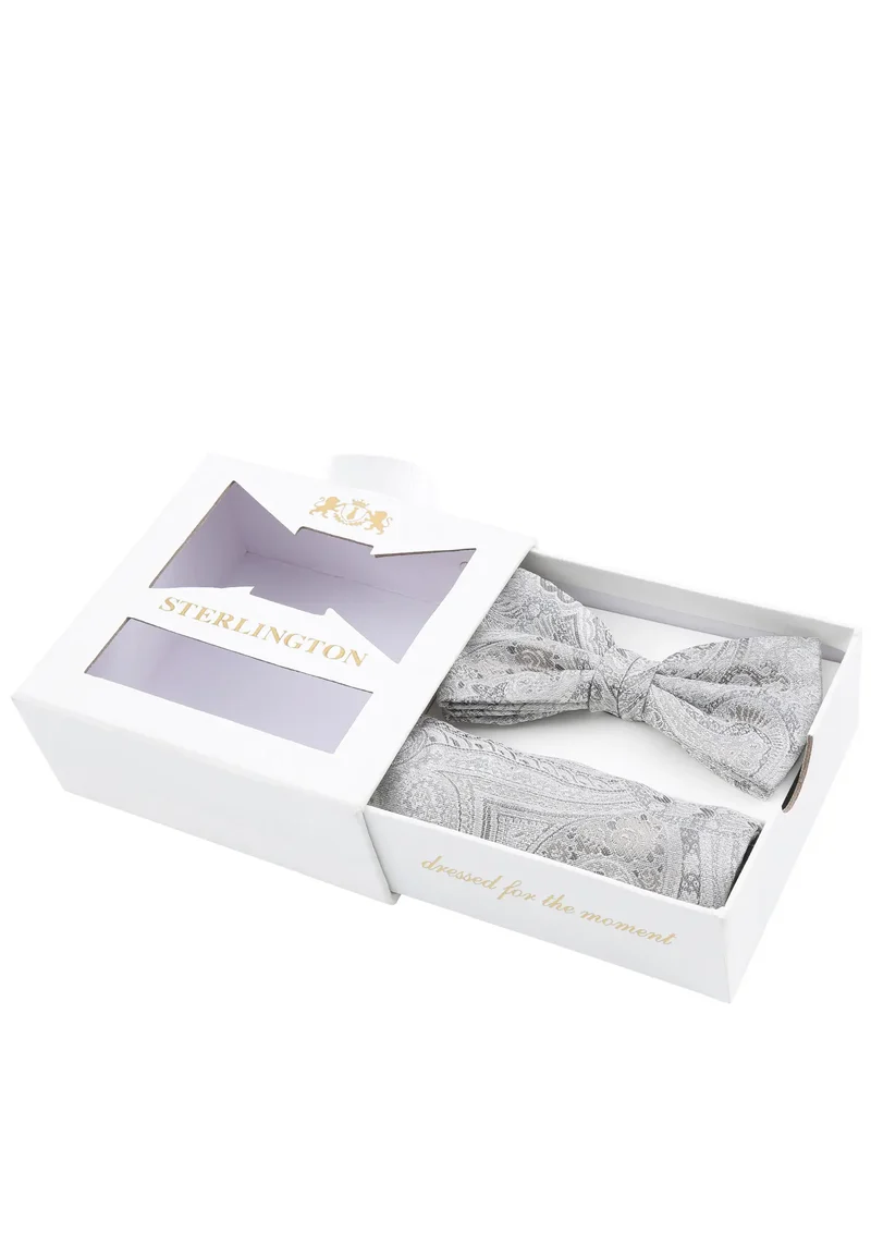 Hochzeitsfliege Einstecktuch Set Herren aus Seide – Paisley