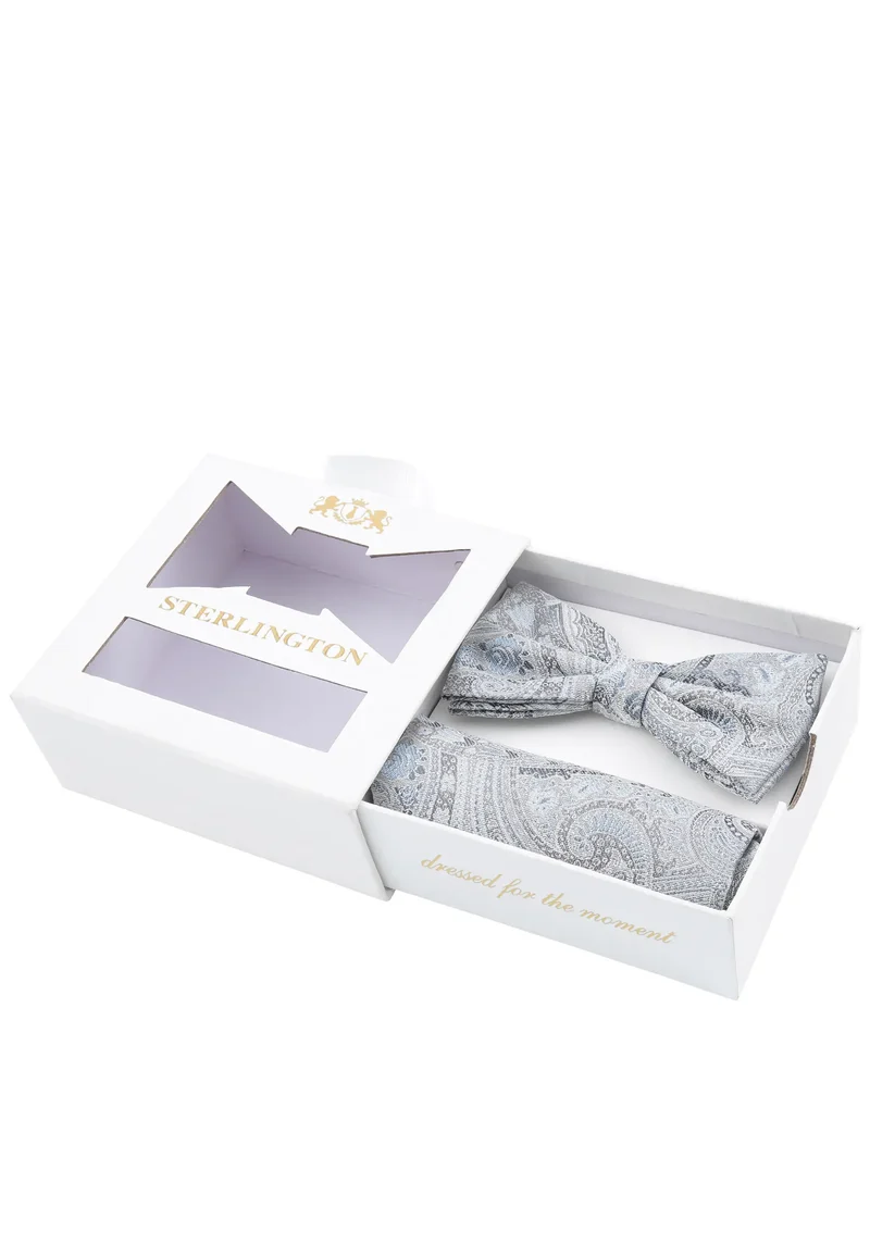 Hochzeitsfliege Einstecktuch Set Herren aus Seide – Paisley