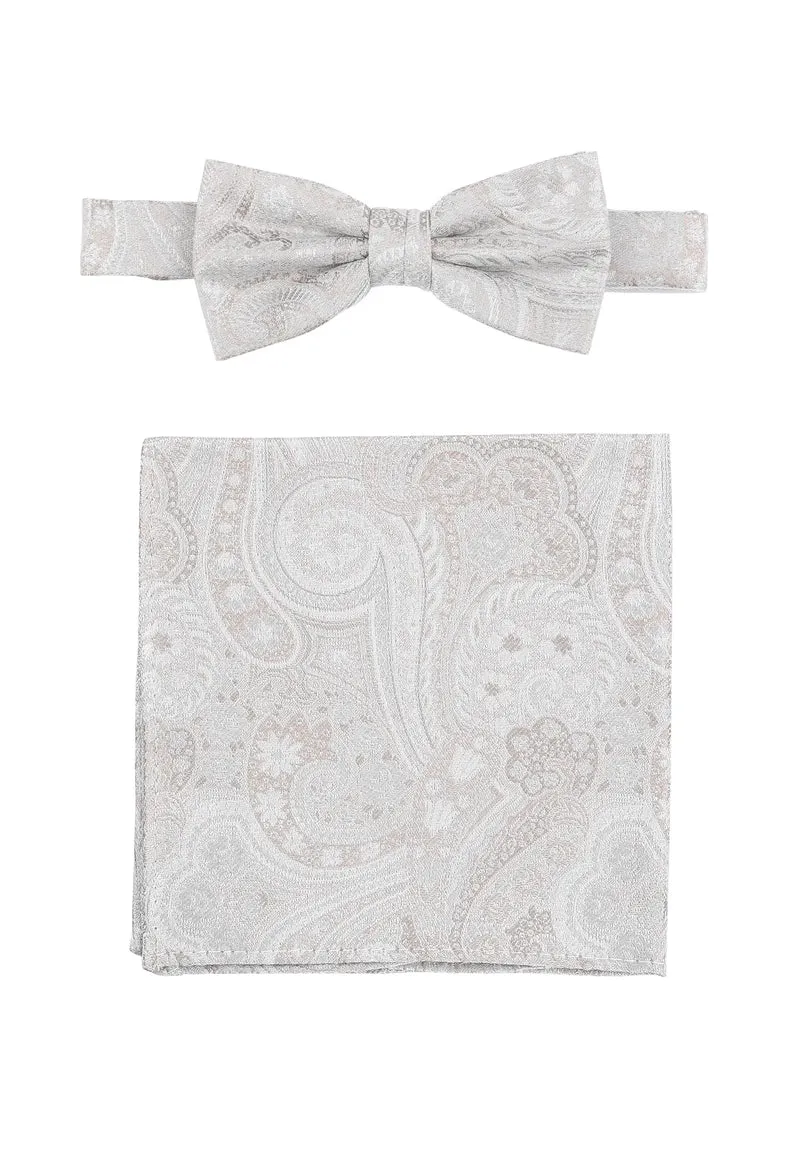 Hochzeitsfliege Einstecktuch Set Herren aus Seide – Paisley