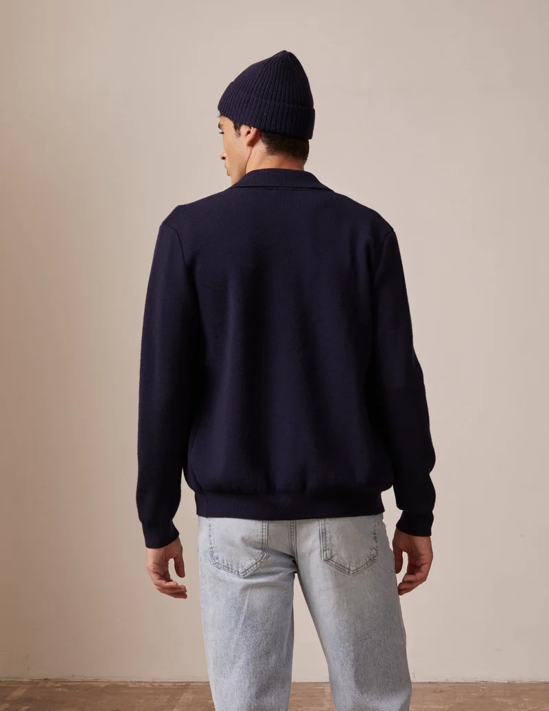 Cardigan Faust en laine mérinos marine