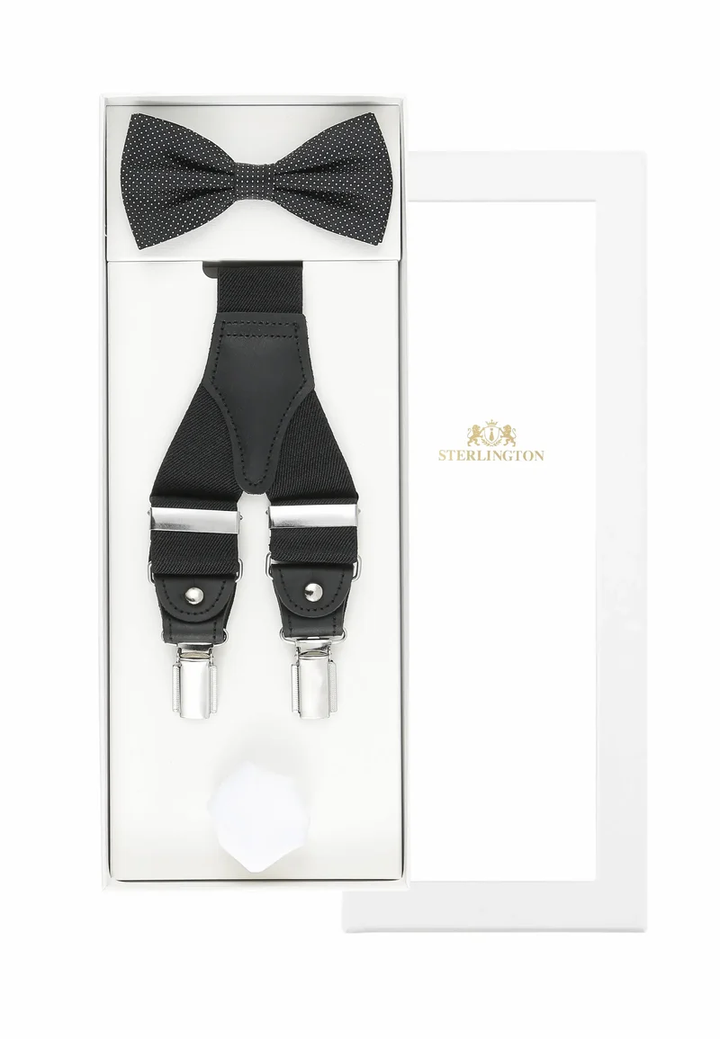 Hosenträger Set Herren mit Fliege & Einstecktuch – Picoté