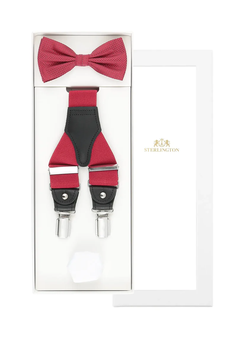 Hosenträger Set Herren mit Fliege & Einstecktuch – Picoté