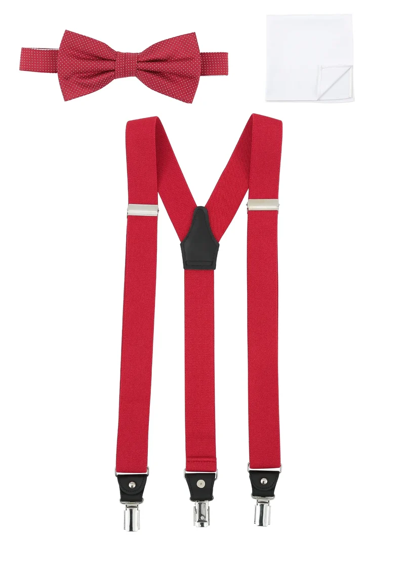 Hosenträger Set Herren mit Fliege & Einstecktuch – Picoté
