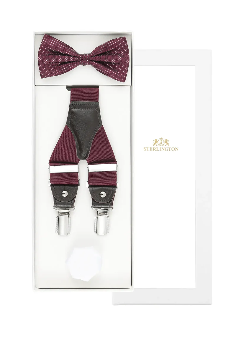 Hosenträger Set Herren mit Fliege & Einstecktuch – Picoté