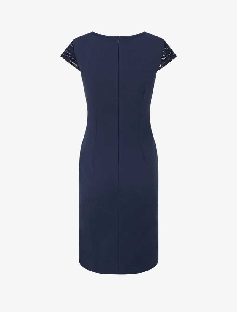 Wickelkleid mit Spitzenoberteil - Marine