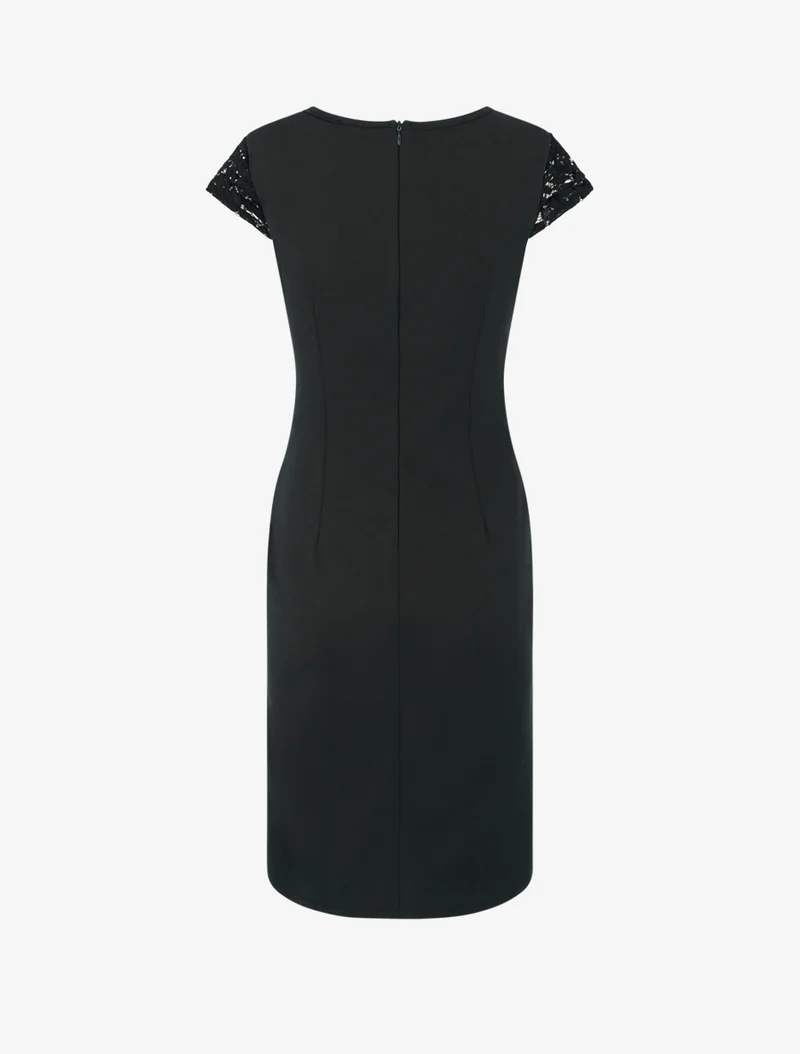 Wickelkleid mit Spitzenoberteil - Schwarz