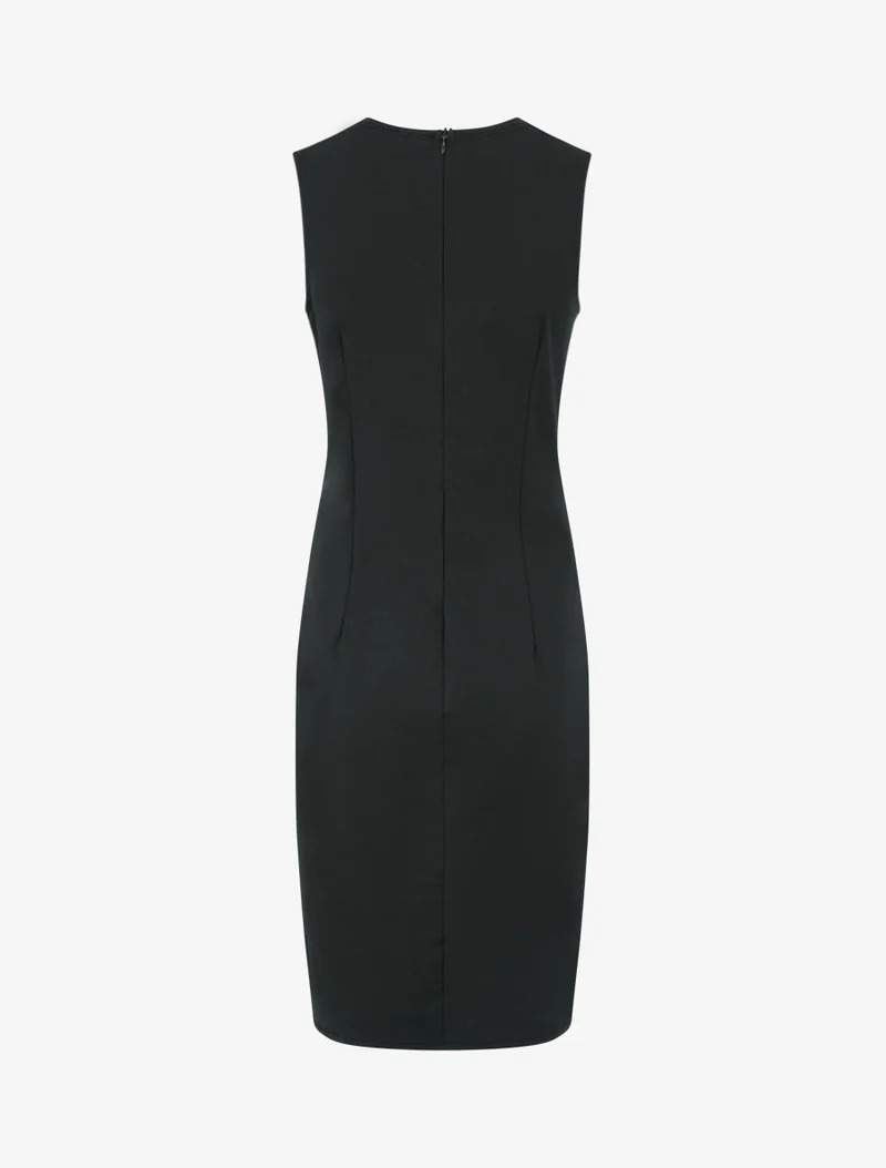 Ärmelloses Wickelkleid - Schwarz