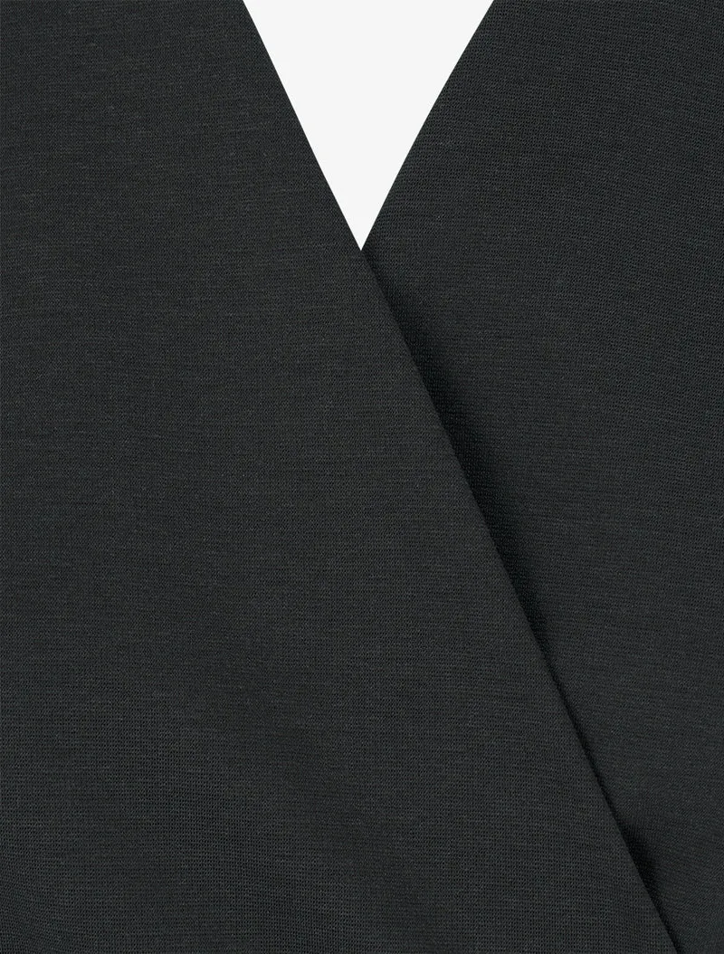 Ärmelloses Wickelkleid - Schwarz