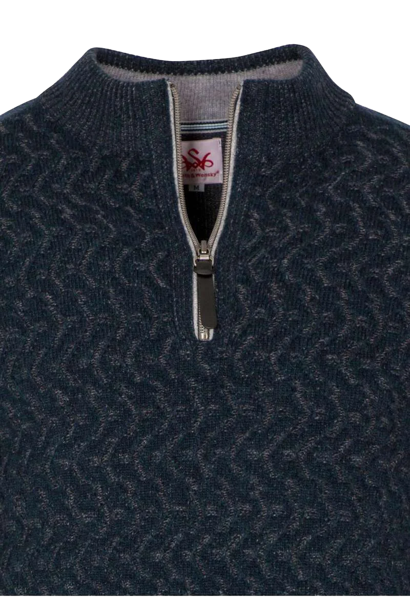 Herren Strickpullover Alpin Troyer - nachtblau