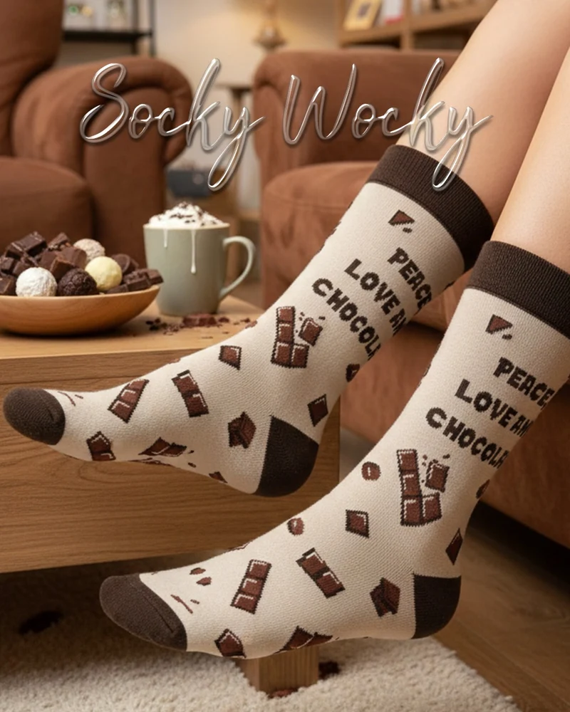 Peace Love and Chocolate Socks Feel Good Edition