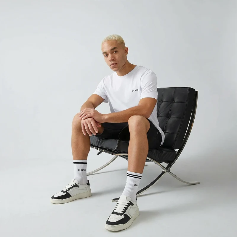 Hohe Sportsocken mit Streifen | Weiß