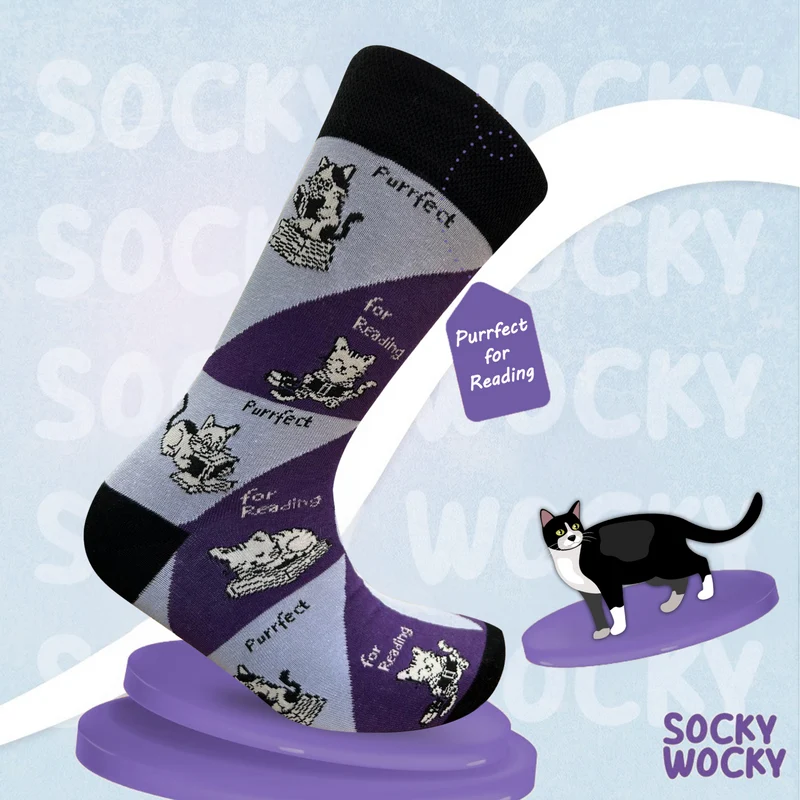 Purrfect for Reading Socks Cat Lover Edition
