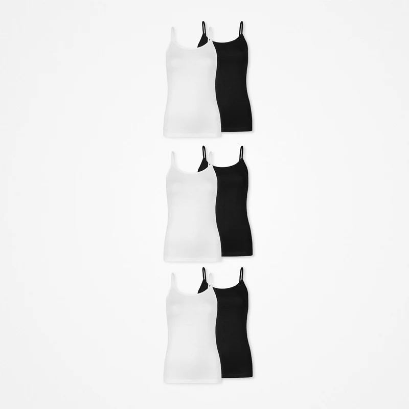 Damen Spaghetti Tops | Schwarz-Weiß
