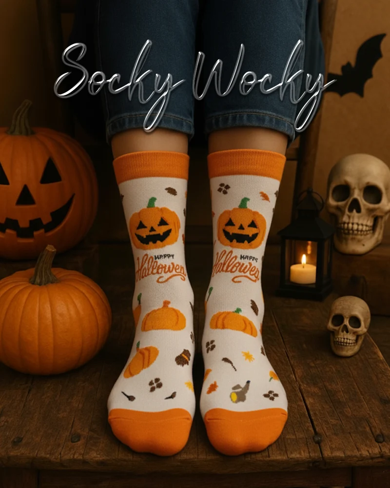 Halloween Socks White Spooky Season Series