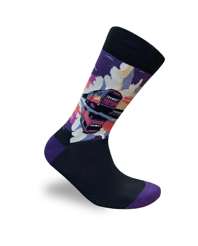 Train Purple Socks Railway Travel Series