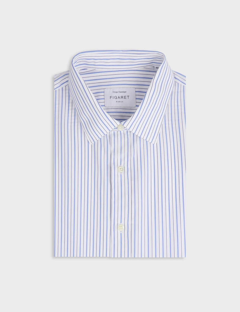 Chemise classique rayée bleue
