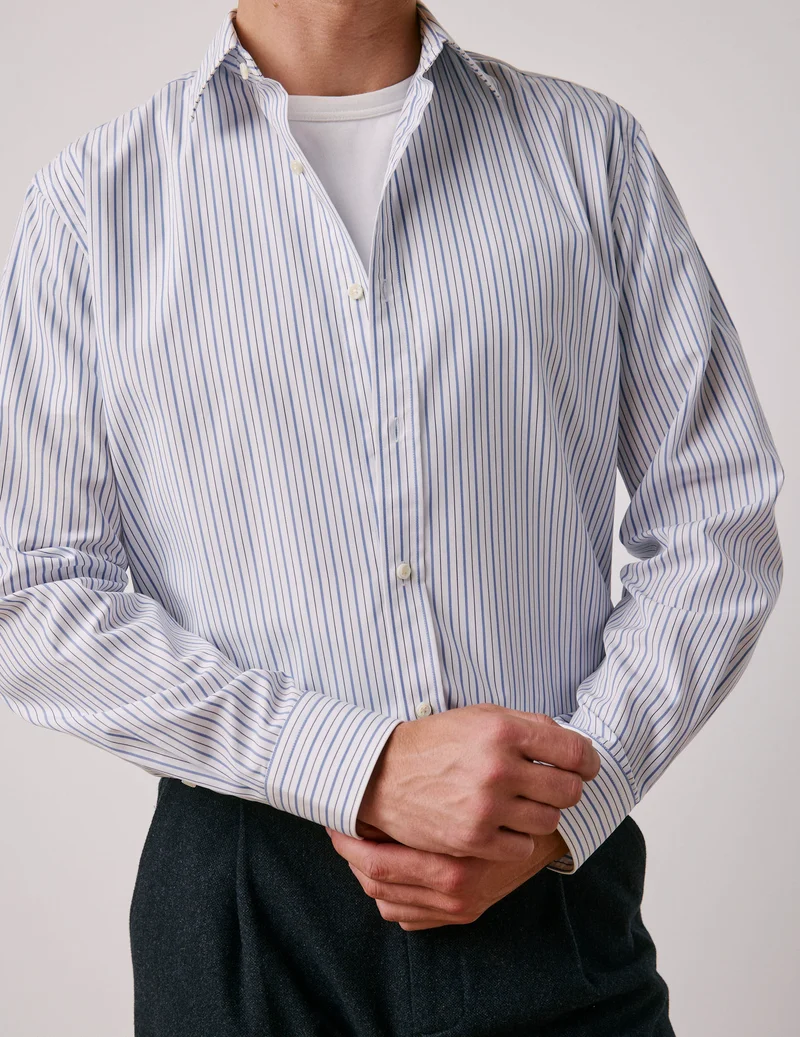 Chemise classique rayée bleue