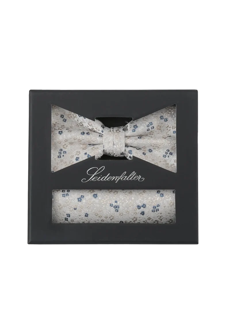 Fliege & Einstecktuch Set aus Seide – Florales Muster