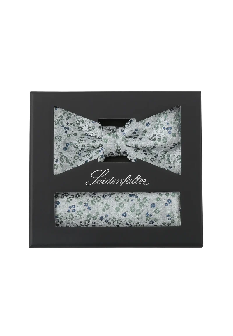 Fliege & Einstecktuch Set aus Seide – Florales Muster