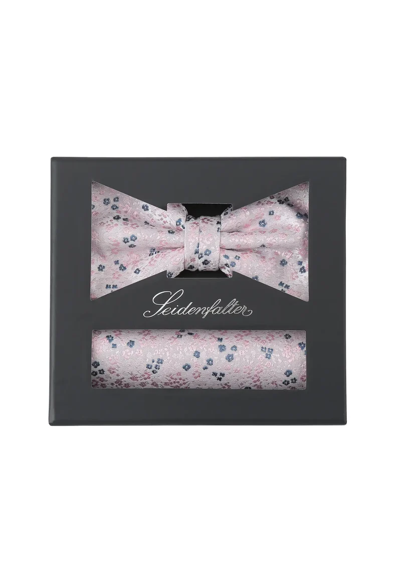 Fliege & Einstecktuch Set aus Seide – Florales Muster