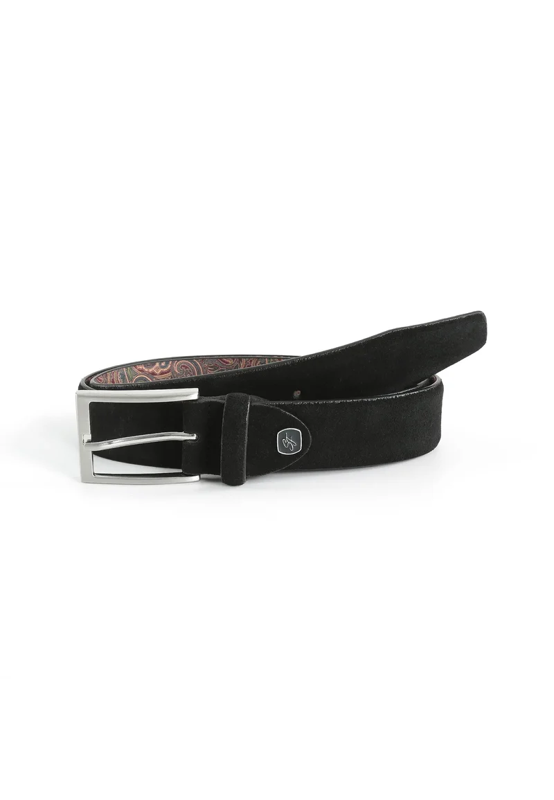 Veloursledergürtel für Herren 3,5 cm – Paisley-Innenseite