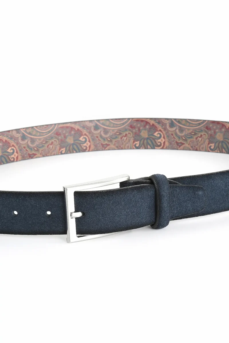 Veloursledergürtel für Herren 3,5 cm – Paisley-Innenseite