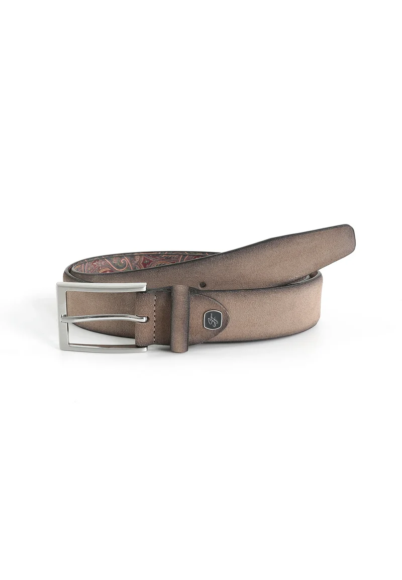 Veloursledergürtel für Herren 3,5 cm – Paisley-Innenseite