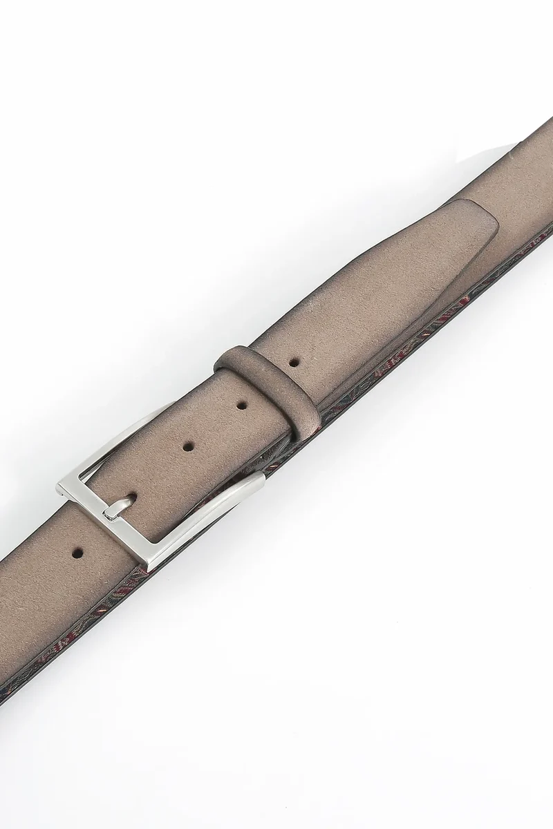 Veloursledergürtel für Herren 3,5 cm – Paisley-Innenseite
