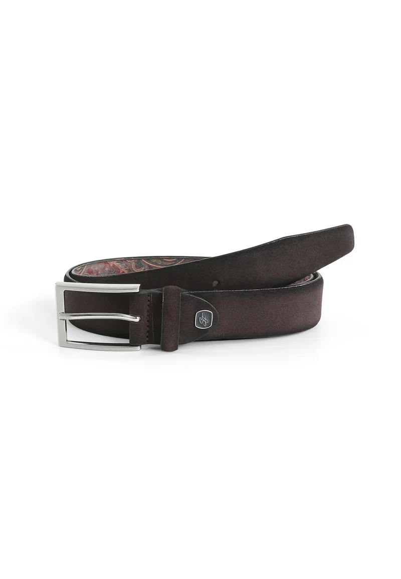 Veloursledergürtel für Herren 3,5 cm – Paisley-Innenseite