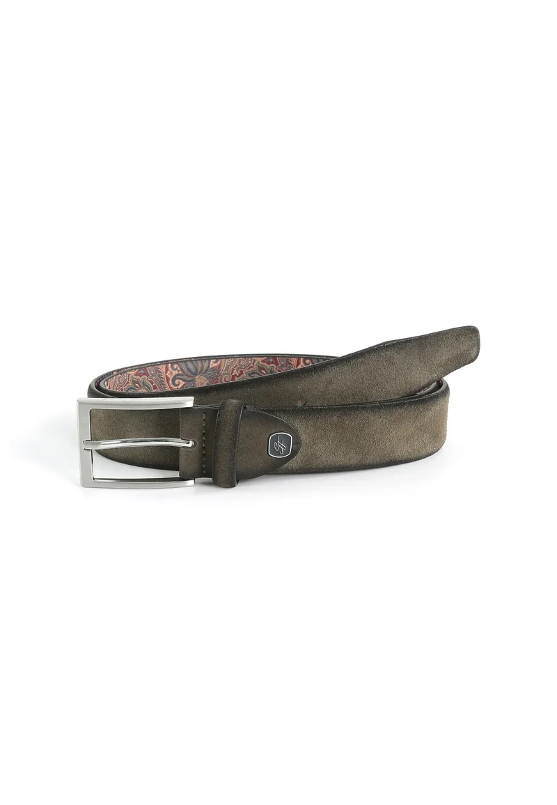 Veloursledergürtel für Herren 3,5 cm – Paisley-Innenseite