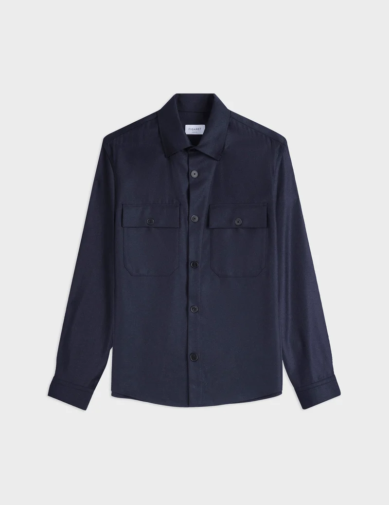 Surchemise Maxime en laine vierge marine