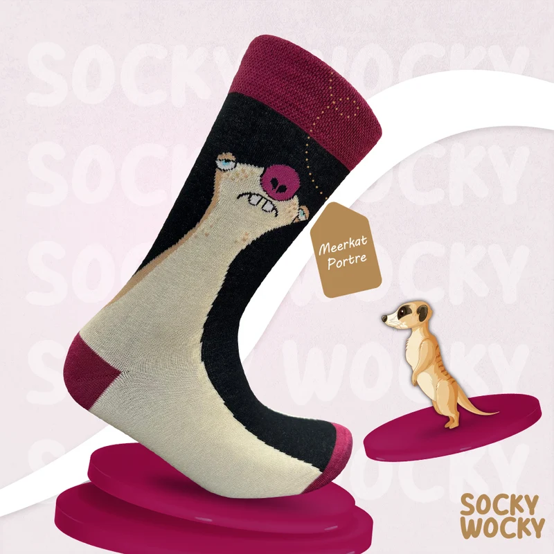 Merkeet Portre Socks Animal Portrait Edition