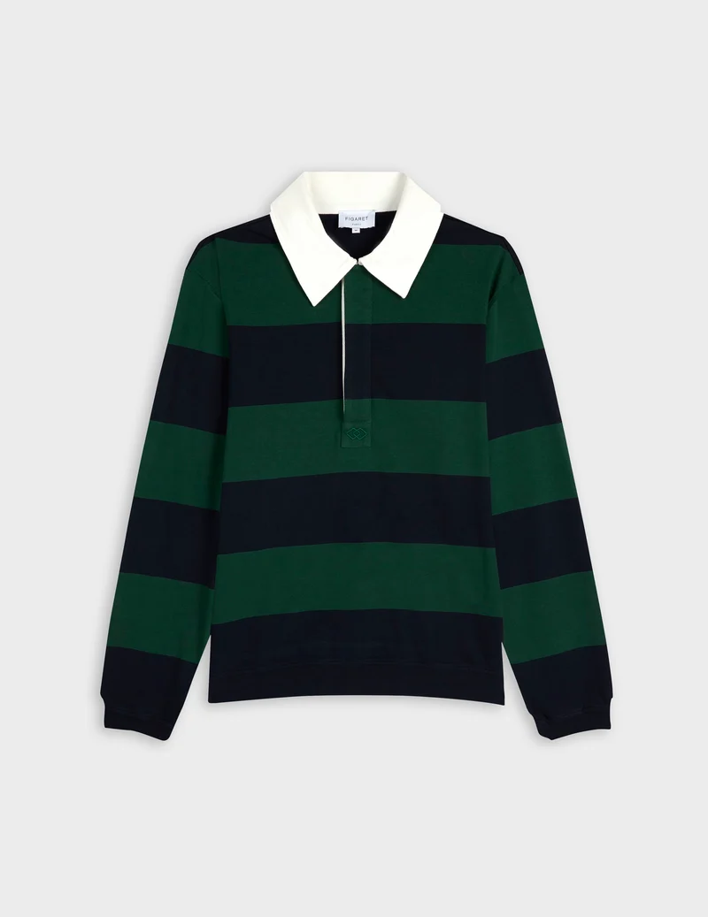 T-shirt Prosper en coton rayé marine et vert