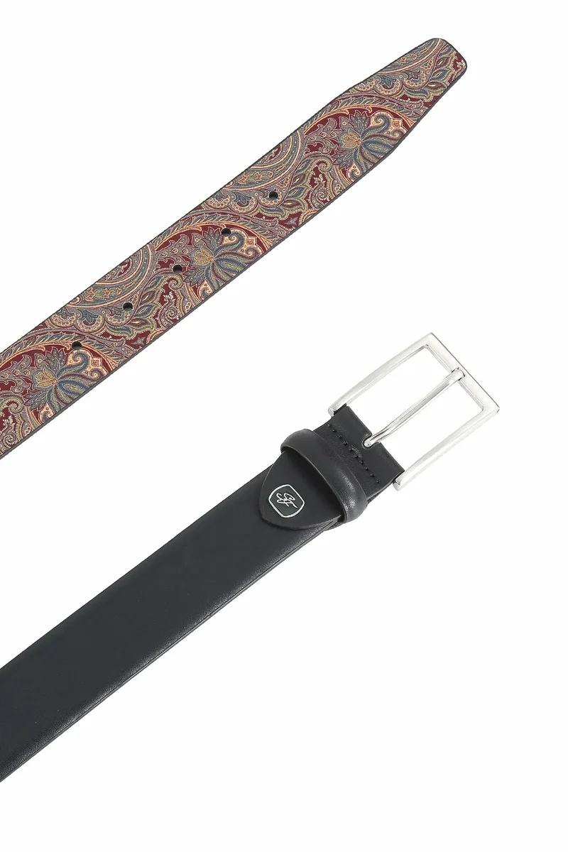 Ledergürtel Herren 3,5 cm – mit Paisley-Rückseite