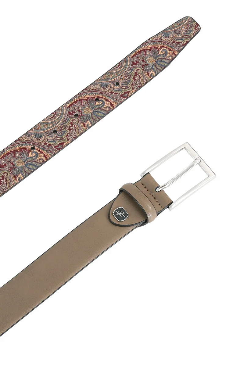 Ledergürtel Herren 3,5 cm – mit Paisley-Rückseite