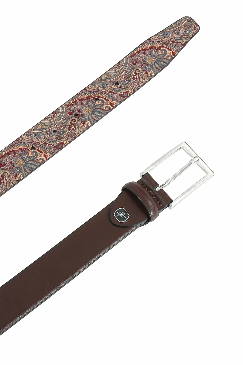 Ledergürtel Herren 3,5 cm – mit Paisley-Rückseite