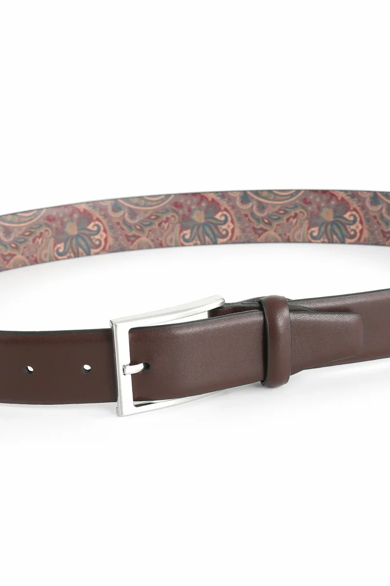Ledergürtel Herren 3,5 cm – mit Paisley-Rückseite
