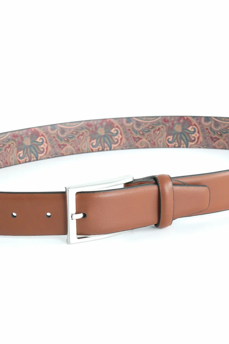 Ledergürtel Herren 3,5 cm – mit Paisley-Rückseite