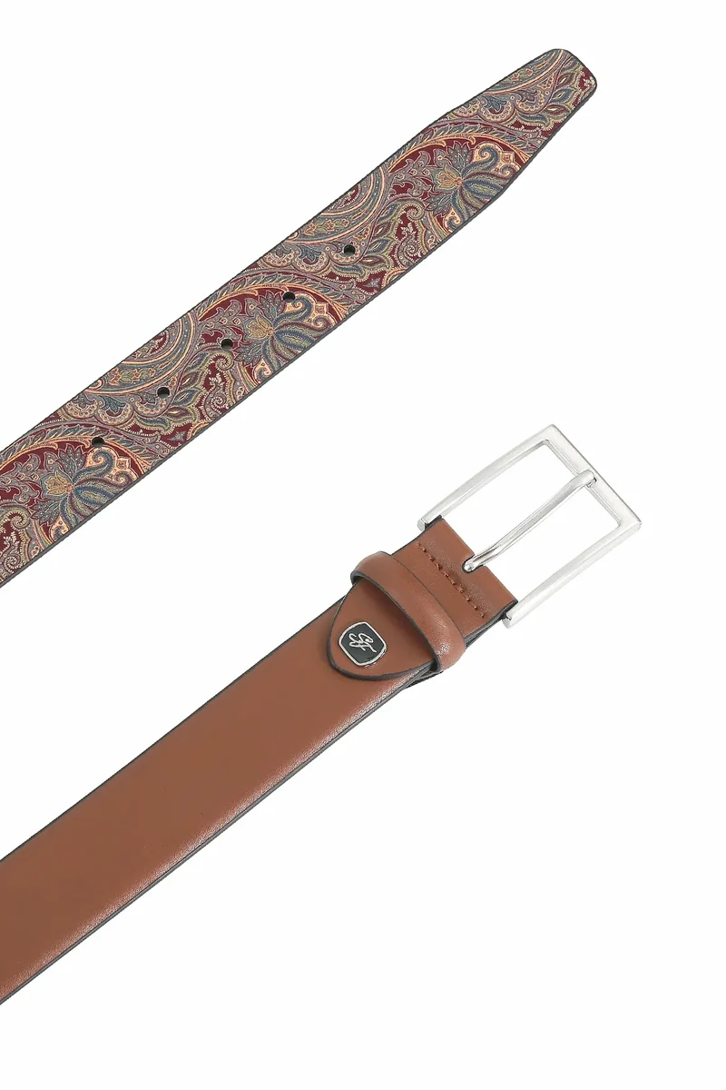 Ledergürtel Herren 3,5 cm – mit Paisley-Rückseite