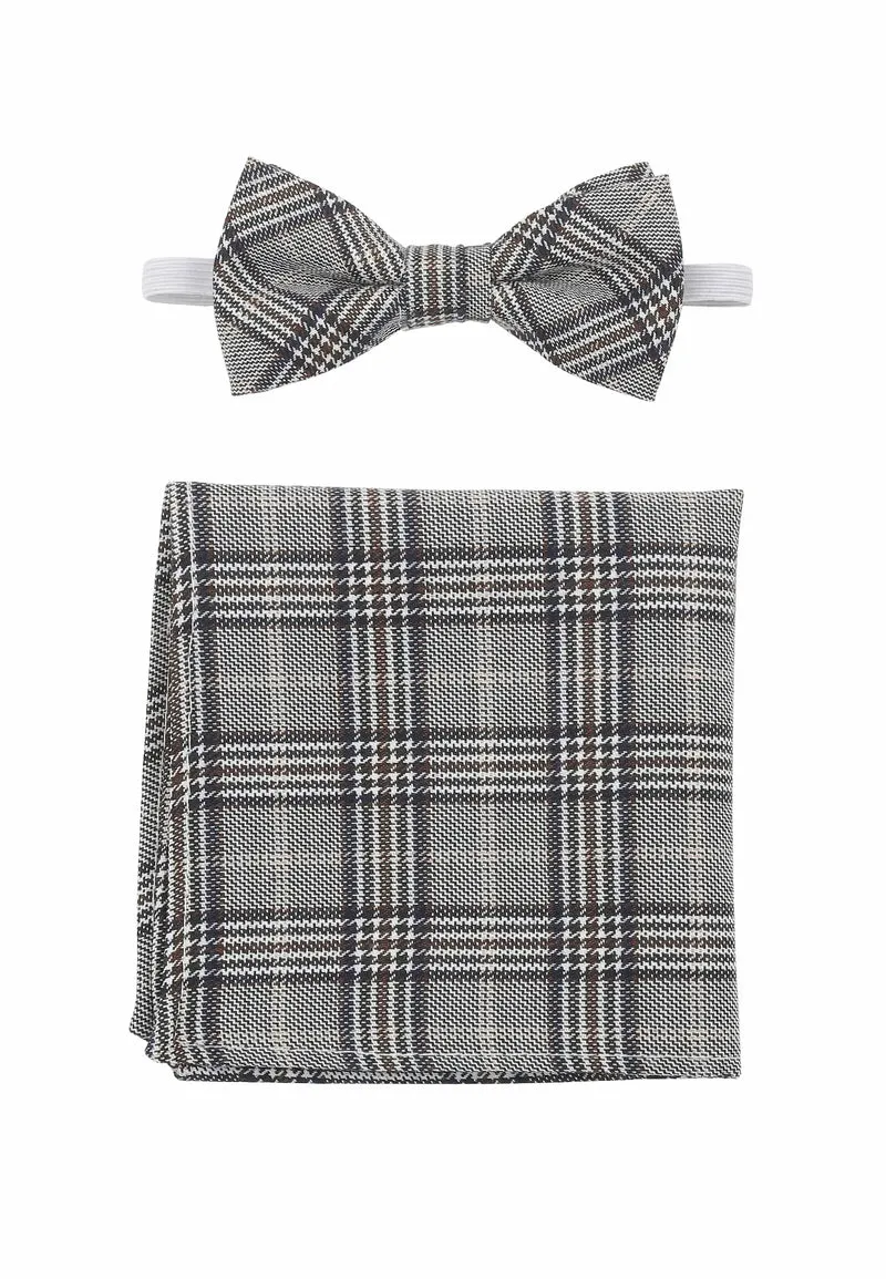 Kids Fliege & Einstecktuch Set – Glencheck