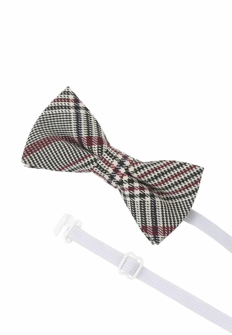 Kids Fliege & Einstecktuch Set Karo Bordeaux - Glencheck