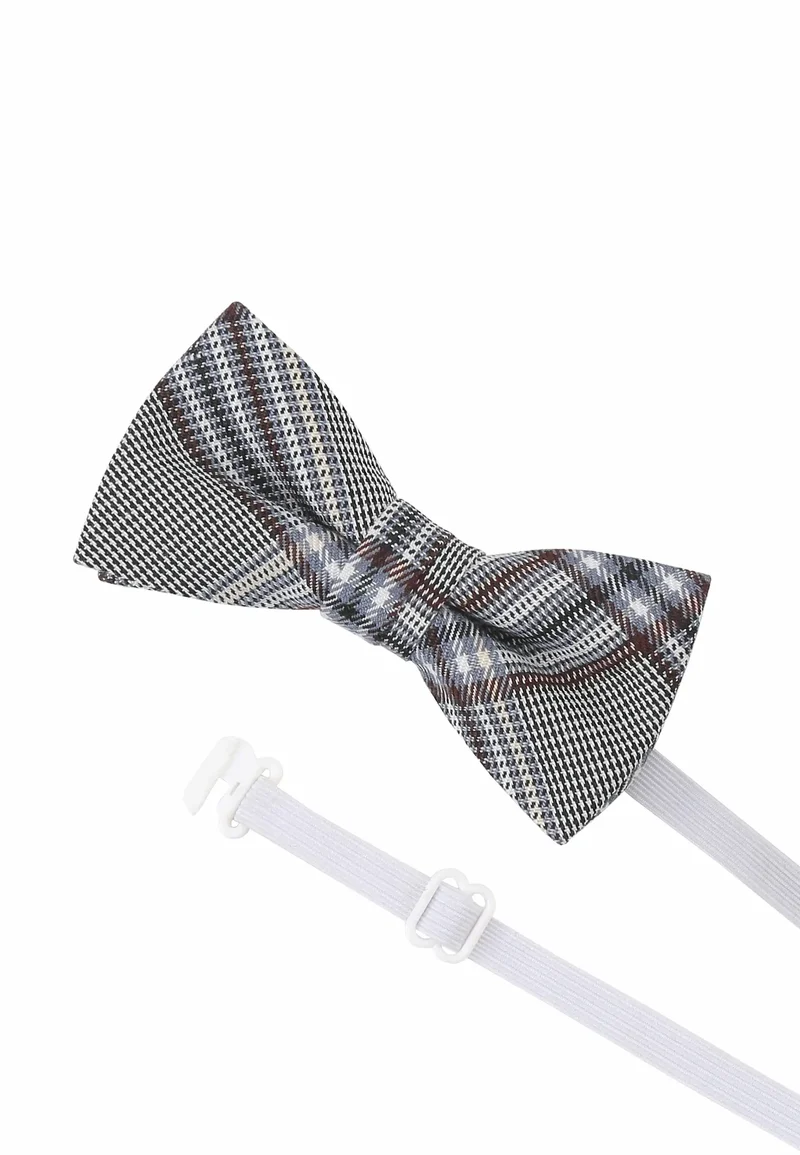 Kids Fliege & Einstecktuch Set Karo Grau-Blau - Glencheck